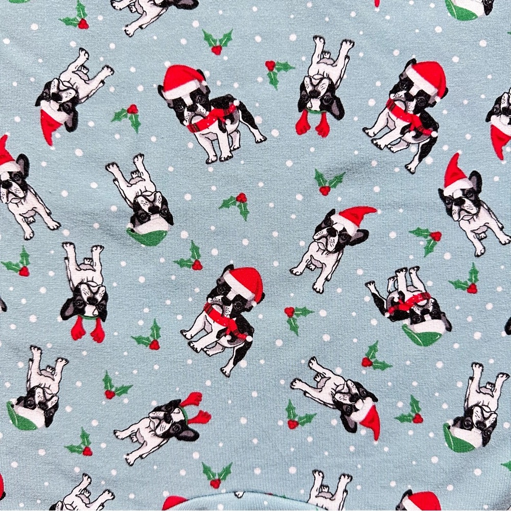 Time & Tru Turtleneck Size M Holiday Christmas French Bull Dogs With Santa Hats